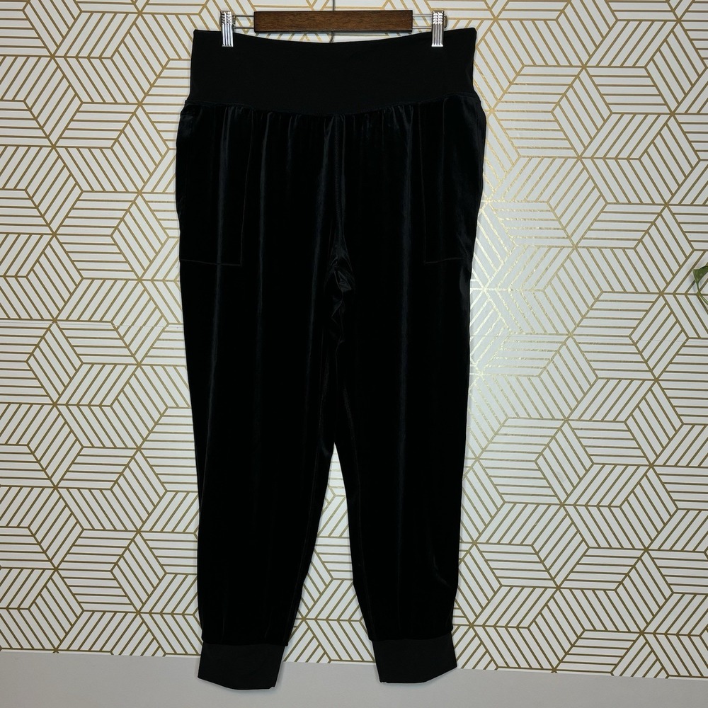 Athleta Salutation Velvet High Rise Jogger Black Womens XL Yoga Pants Athleisure